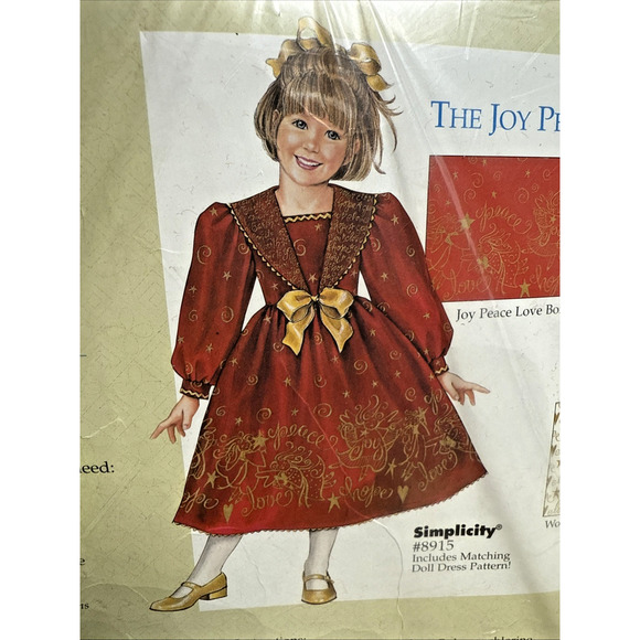 Daisy Kingdom Red Christmas Dress Fabric 5 Yrds Joy Peace Love Border Cotton NOS - Picture 9 of 13